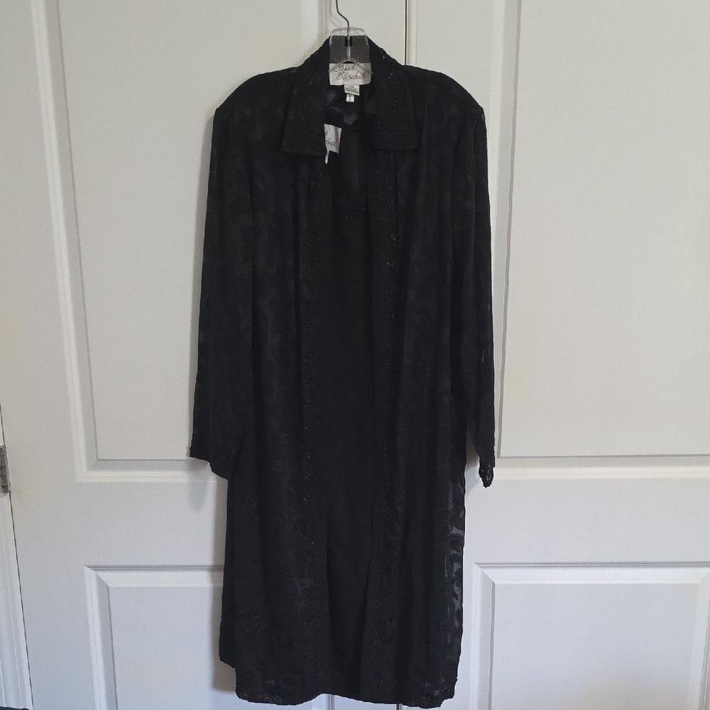 Sarah Elizabeth Black Long Lace Trim Robe